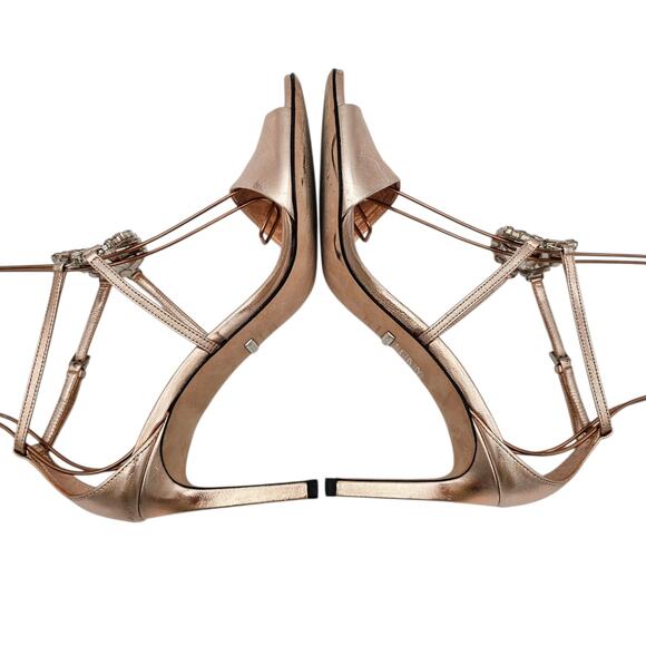 Gucci GG Crystal Stilleto High Heel Sandal Pink Rose Gold Size 38.5 US 8.5 - Picture 6 of 12